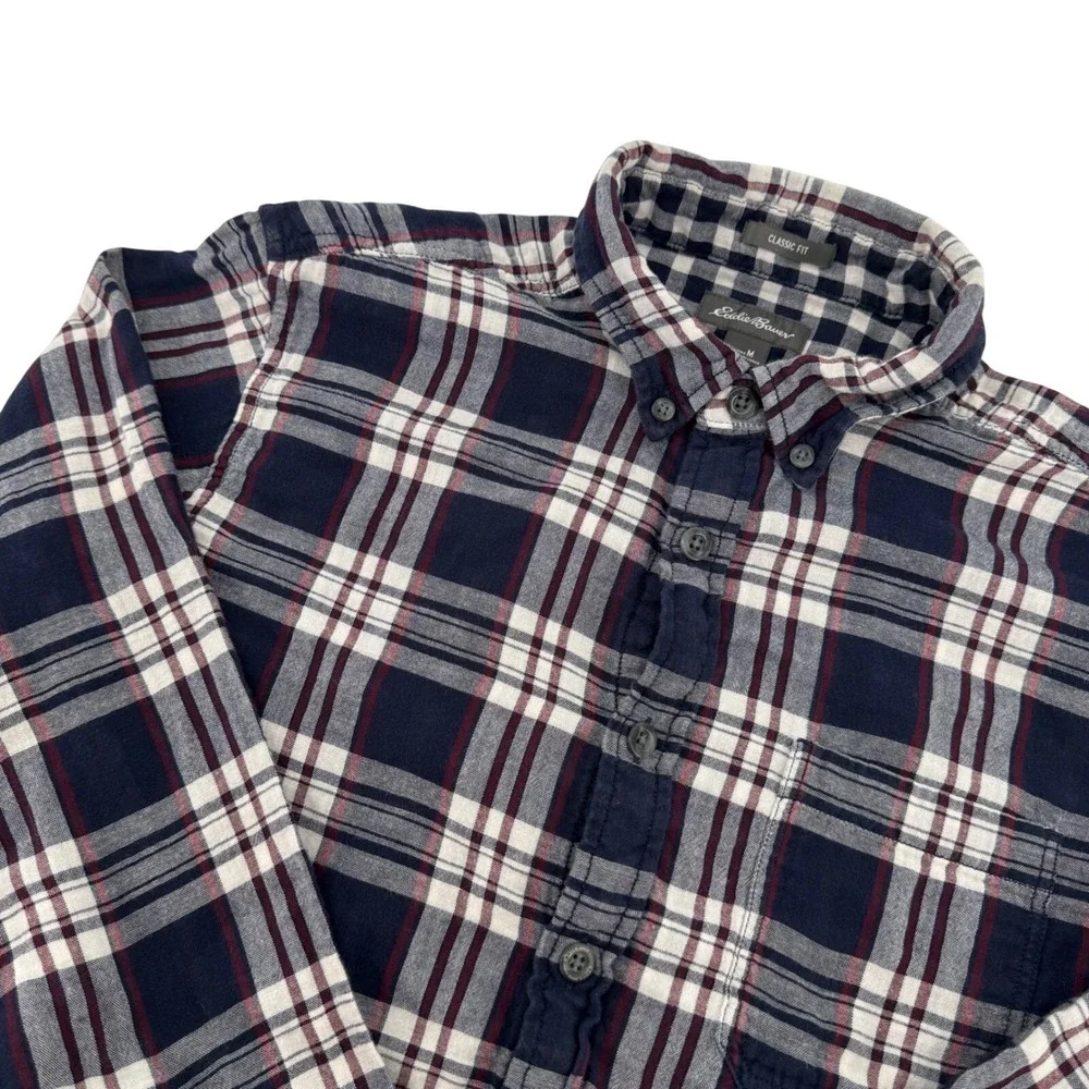 Eddie Bauer Men Lot of 2 Plaid Flannel Preppy Button Down Shirt Long Sleeve Sz M
